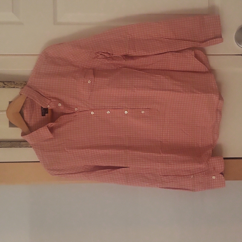 J. Crew Medium checkered grey and pink shirt